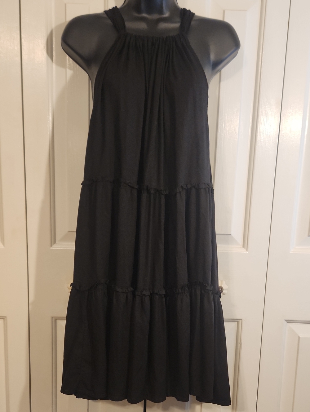Black Tiered Halter Dress - Women's Size Medium
